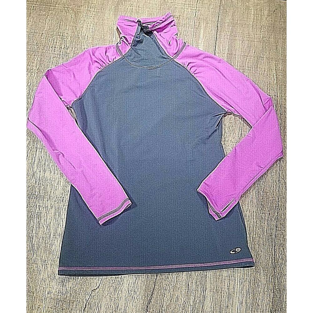 C9 by Champion Fleece Lined Wmns Sz M Top Shirt High Neck, Purple Gray Running